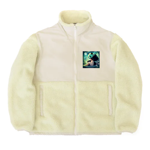 月夜のパンダと女の子4 Boa Fleece Jacket