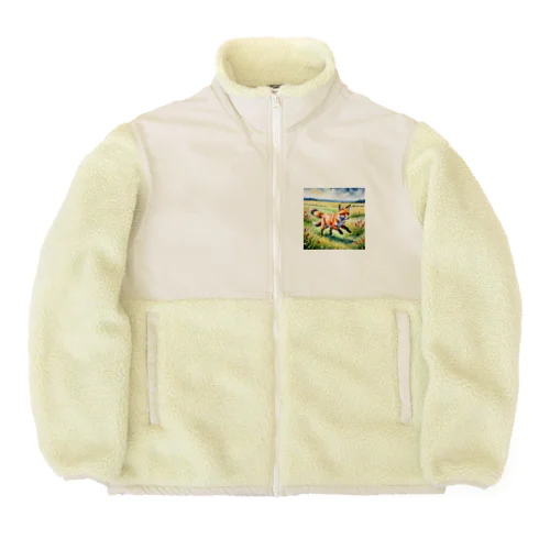 駆けるキツネ Boa Fleece Jacket