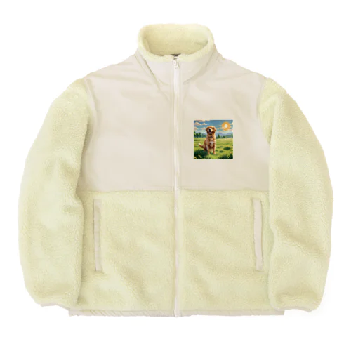 ドット絵のゴールデンレトリバー Boa Fleece Jacket