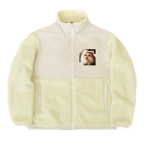 声だして　呼び込むねこちゃん Boa Fleece Jacket