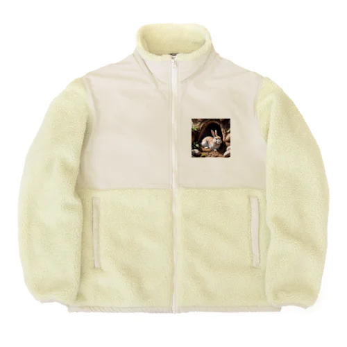 くつろいでいるウサギ Boa Fleece Jacket