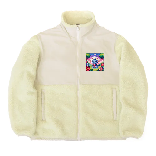 ピクセルアート 恐竜の子ども Boa Fleece Jacket