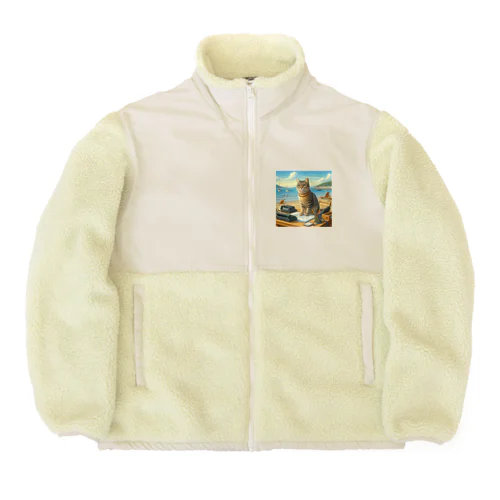 海辺の仕事猫 Boa Fleece Jacket