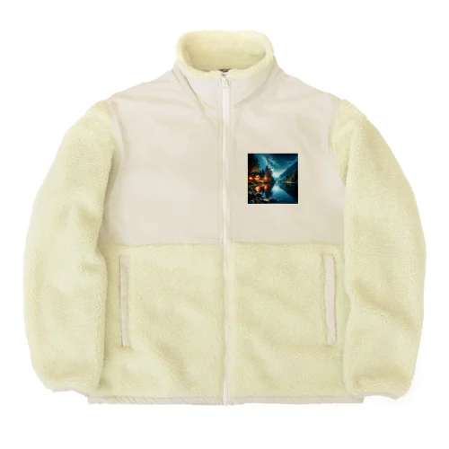 綺麗な夜景を描いたグッズです Boa Fleece Jacket