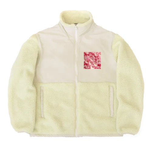 ピンクの花　鮮やか Boa Fleece Jacket