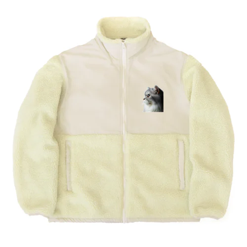 愛らしいネコの横顔 Boa Fleece Jacket