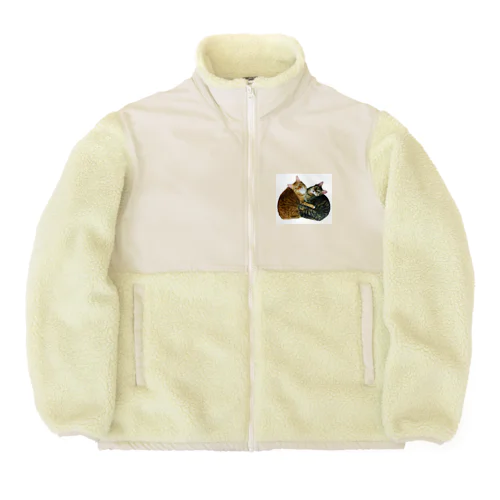 くっつきにゃんこ Boa Fleece Jacket