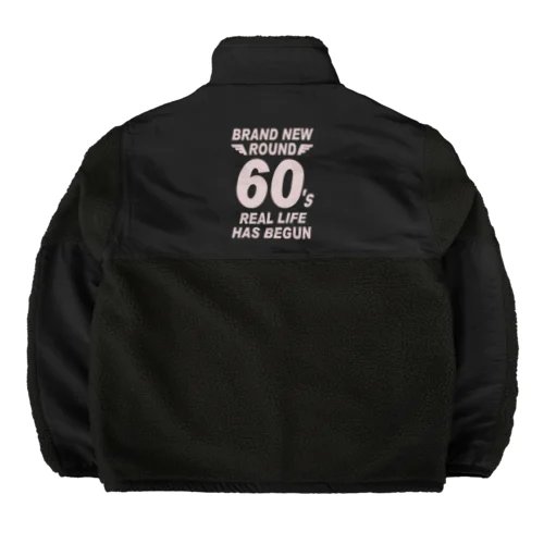 還暦＆アラ還を軽やかにすごすロゴ(羽付きバックptバージョン)濃色用 Boa Fleece Jacket
