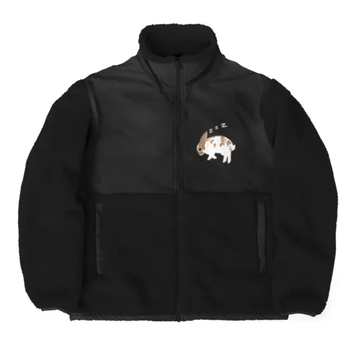 白目を剥いて寝るうさぎ Boa Fleece Jacket