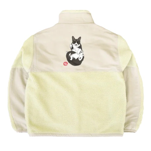 加筆版 招き猫 ハチワレ Boa Fleece Jacket