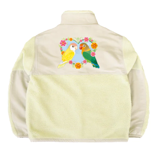 お花のハートリースコザクラボタンインコ Boa Fleece Jacket