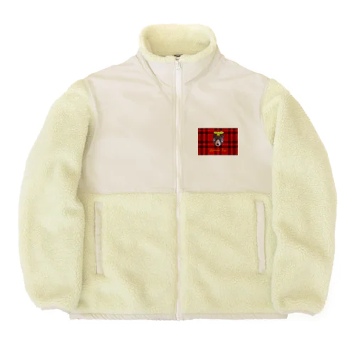 くまのムー 赤のチェック柄 Boa Fleece Jacket