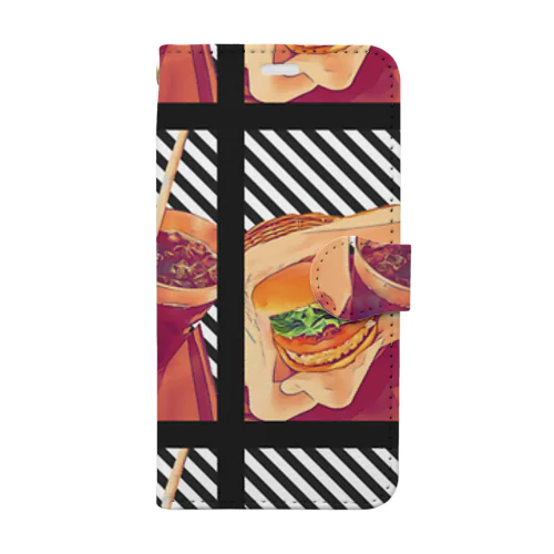 ハンバーガーとコーヒー Book-Style Smartphone Case