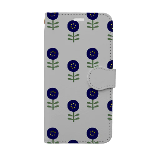 北欧　花柄　グレー 　#101 Book-Style Smartphone Case