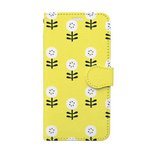 北欧　花柄　イエロー　#102 Book-Style Smartphone Case