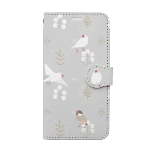 文鳥さん　グレー Book-Style Smartphone Case