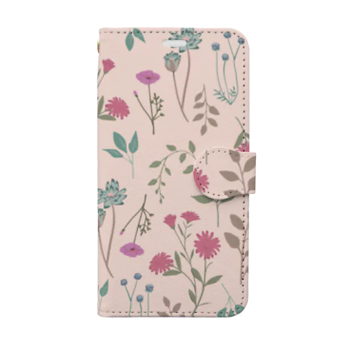 花柄pink Book-Style Smartphone Case