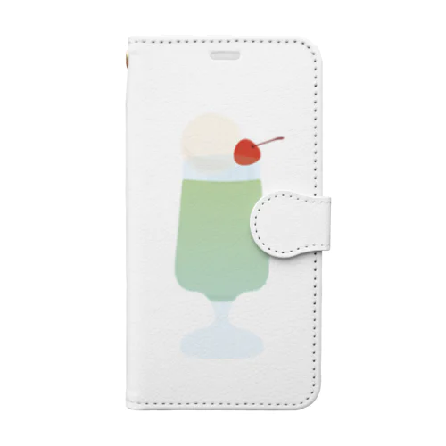 メロンソーダ - ice cream float Book-Style Smartphone Case