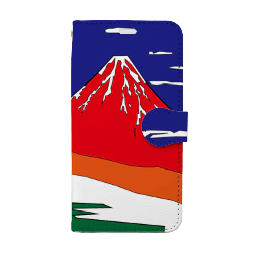 北斎 赤富士モチーフ Hokusai motif1 [Red Mt. Fuji] 手帳型スマホケース