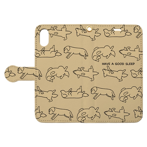 寝相（イエロー） Book-Style Smartphone Case