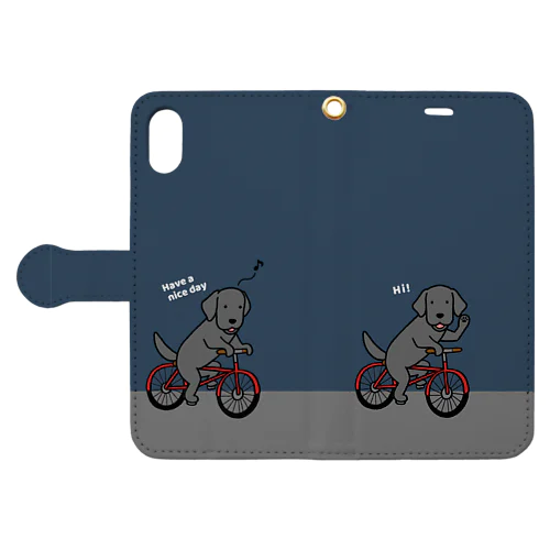 bicycleラブ 黒（ネイビー） Book-Style Smartphone Case
