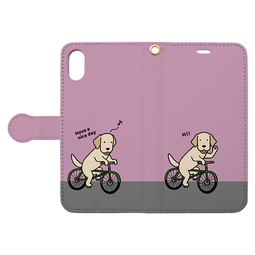 bicycleラブ イエロー（ピンク） Book-Style Smartphone Case