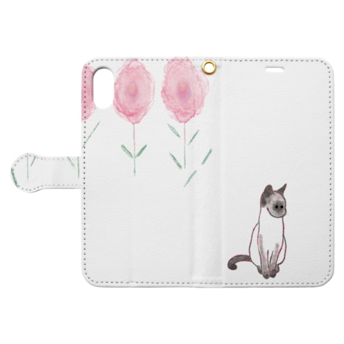 ねことお花 Book-Style Smartphone Case