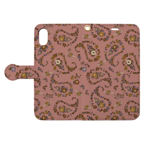 Jimmy Buffalo - Paisley Bee サーモンピンク Book-Style Smartphone Case