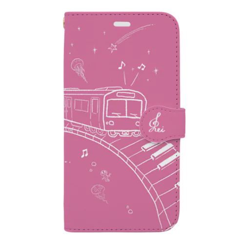 電車ピアノクラゲスマホケース Book-Style Smartphone Case