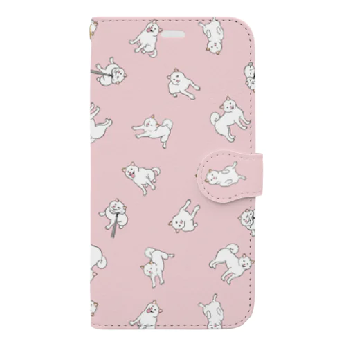 白柴いっぱい（ピンク） Book-Style Smartphone Case