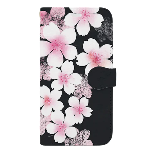 SAKURA series 02／ブラック Book-Style Smartphone Case