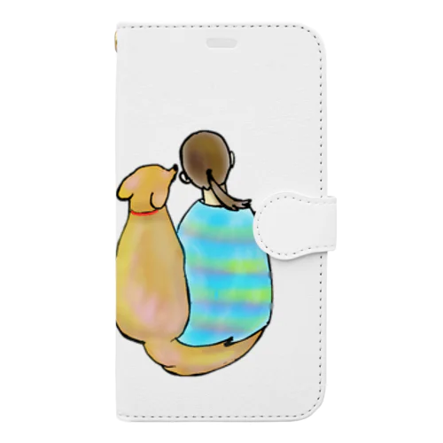 ゴールデンレトリバー✿︎ずっと一緒✿︎グリーン Book-Style Smartphone Case