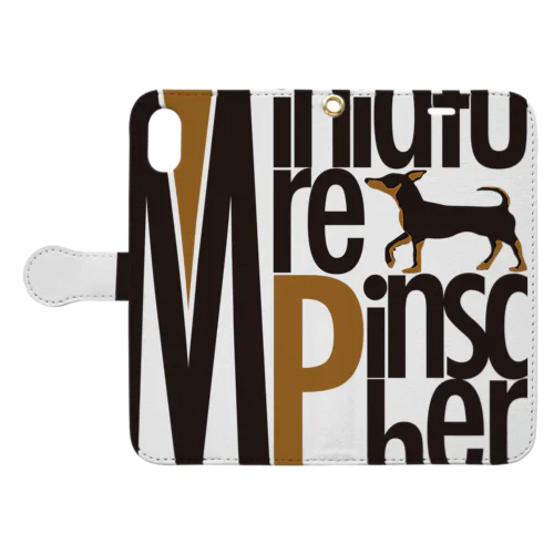 ミニチュアピンシャー ミニピン Miniature Pinscher minipin ロゴバージョン 手帳型スマホケース