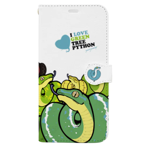 グリーンパイソンホワイト Book-Style Smartphone Case