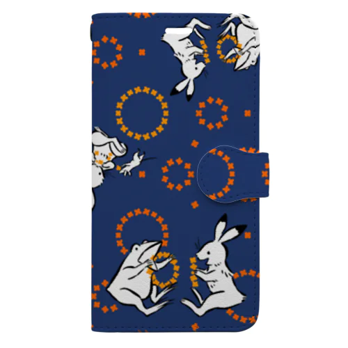 鳥獣戯画(ポップ/紺) Book-Style Smartphone Case