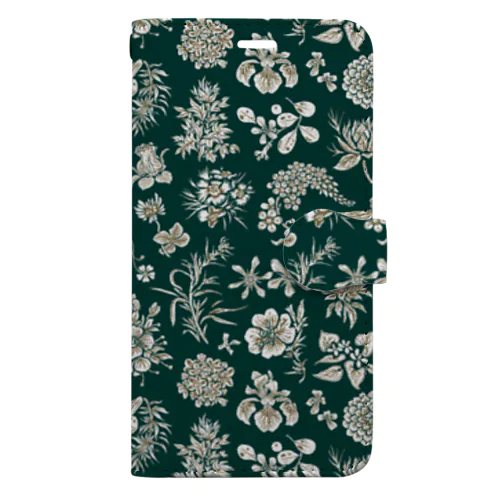 花ちらし（グリーン） Book-Style Smartphone Case