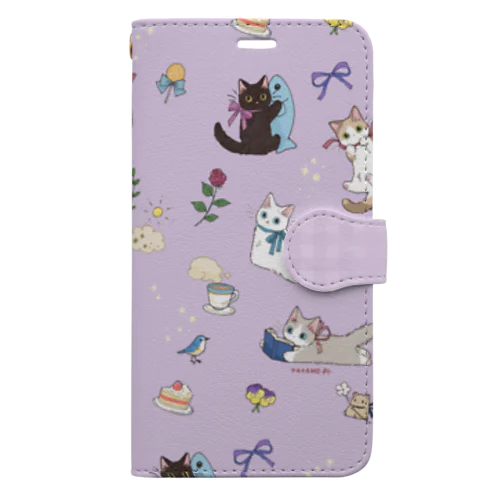 たたメーピー〈Relax time✨🐈🌿/パープル〉 Book-Style Smartphone Case