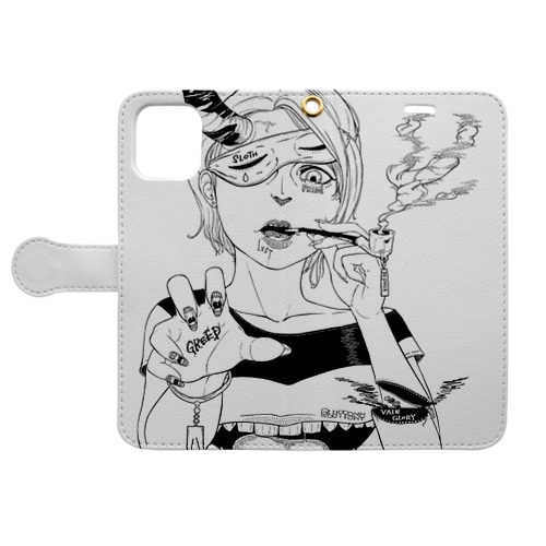 八つの枢要罪（モノクロ） Book-Style Smartphone Case