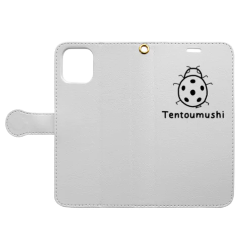 Tentoumushi (てんとう虫) 黒デザイン 手帳型スマホケース