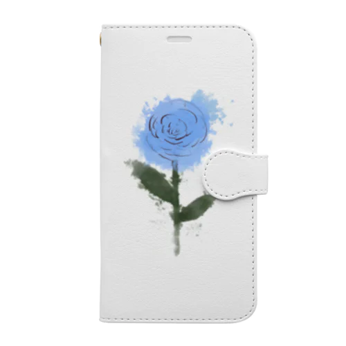 青色のバラ Book-Style Smartphone Case