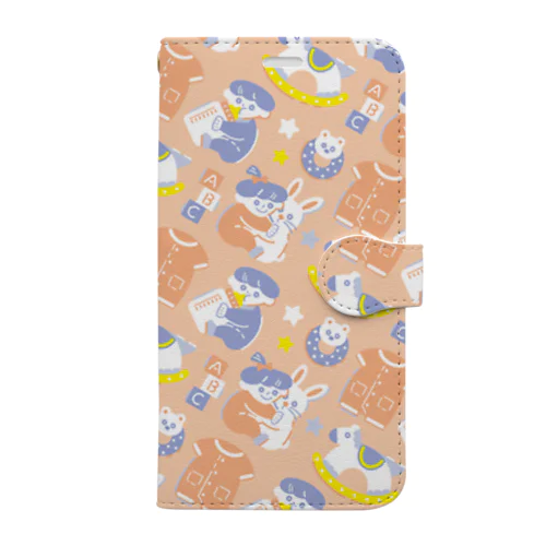 赤ちゃんのおもちゃ箱(オレンジ) Book-Style Smartphone Case