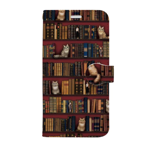 本と猫とお人形 Book-Style Smartphone Case