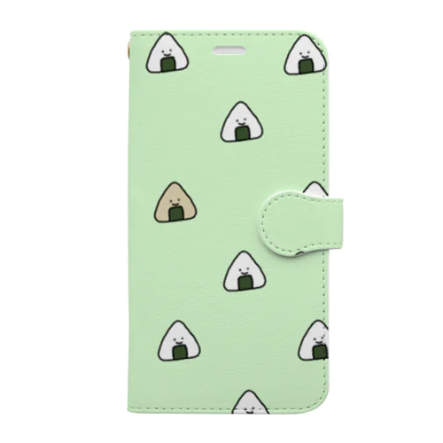 おにぎりいっぱい　グリーン Book-Style Smartphone Case