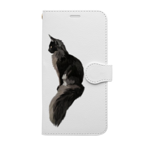 フサフサの黒猫 Book-Style Smartphone Case