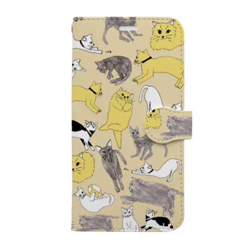 いろんな猫しぐさ♡ベージュ Book-Style Smartphone Case