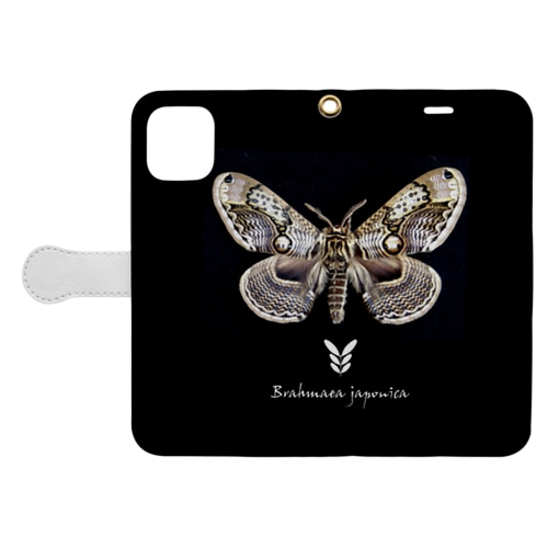 イボタガ　黒　全体 Book-Style Smartphone Case