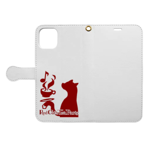 赤猫茶会ロゴ 手帳型スマホケース