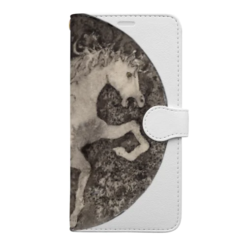 双頭馬　白　Double headed white horse  Book-Style Smartphone Case