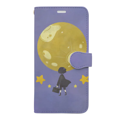 月と少年 Book-Style Smartphone Case