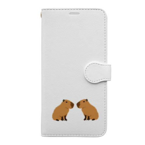 向き合うカピバラ Book-Style Smartphone Case